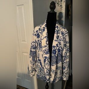 White and blue blazer